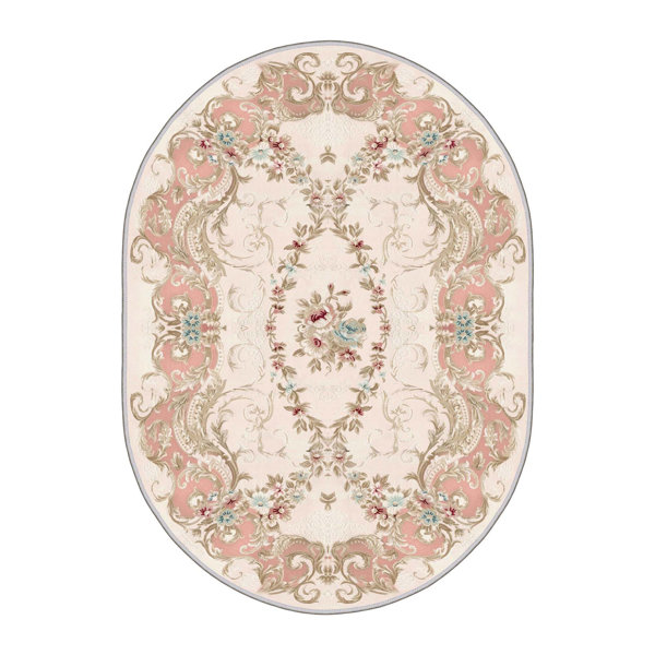 Bless international Machine Woven Performance Light Pink/Beige Rug